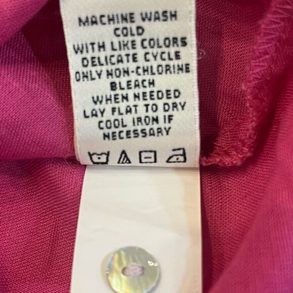 Max Studio Dead Stock Linen Cotton Blend Roll Sleeve Pull On Pink Blouse Sz S NW - Picture 6 of 6